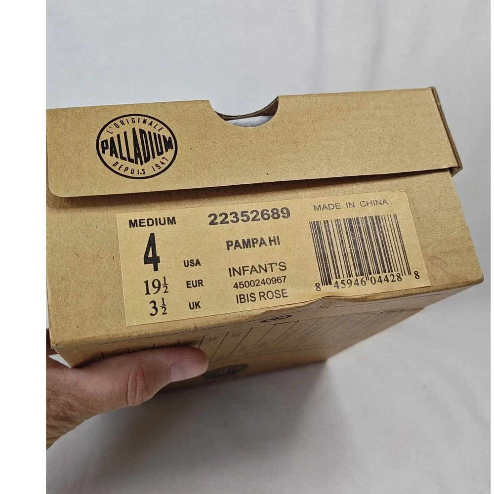 Palladium Pampa Hi Boots Shoes Ibis Rose Pink Canvas Infant Size 4 New in Box